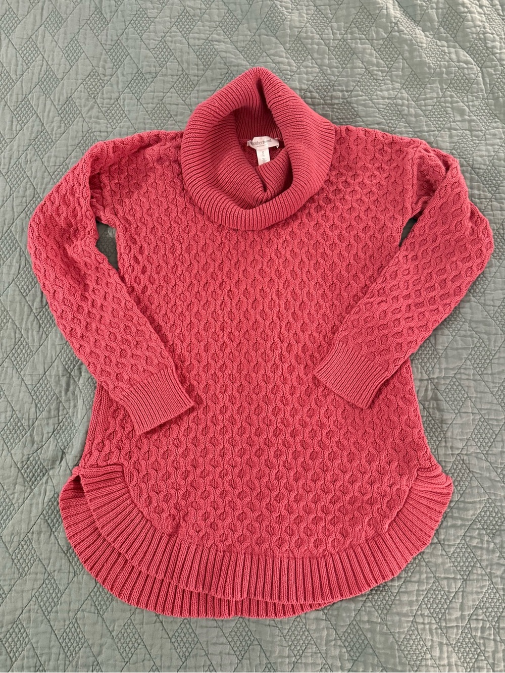 Cable-Knit Turtleneck Motherhood Maternity Sweater - Pink size Medium